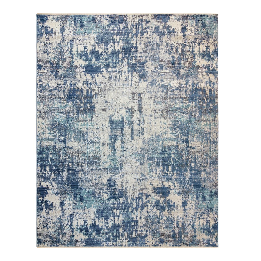 Gertmenian Astris Riga Modern Abstract Grey/Ivory/Blue Area Rug