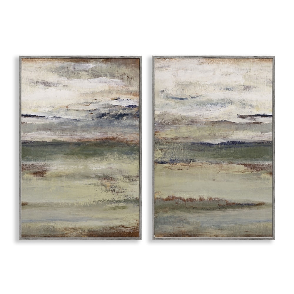 Stupell Earth's Layers Neutral Abstract Framed Giclee Art Design By Lanie Loreth (Set of 2)