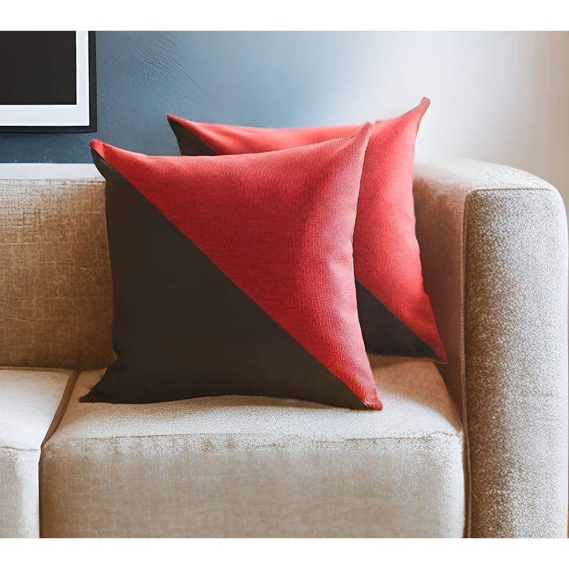 HomeRoots Set of Two 3" Red and Black Throw Pillow