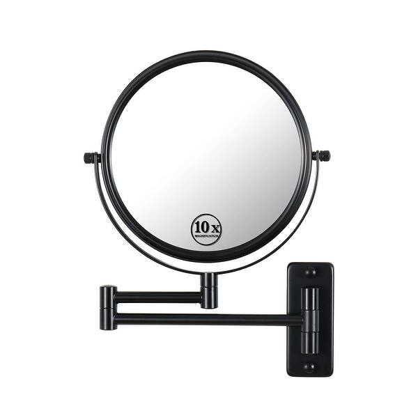 slide 2 of 10, 8" Bathroom Mirror Wall Mounted Magnifying Reversible Double Sided 1X/10X Makeup Mirror 16.8"L x 12"W - Black