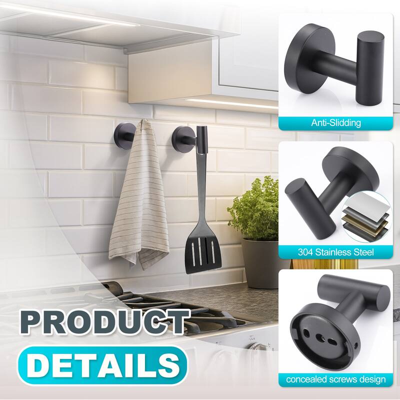 WOWOW Stainless Steel J-Hook Robe/Towel Hook 2 PCS