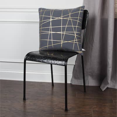 Rizzy Home Rachel Kate Dark Grey and Gold Abstract Throw Pillow
