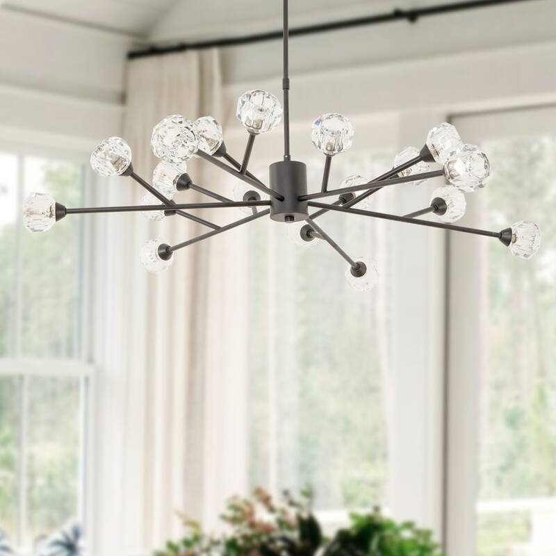Maxax 18 - Light Dimmable Sputnik Modern Linear Chandelier - Black