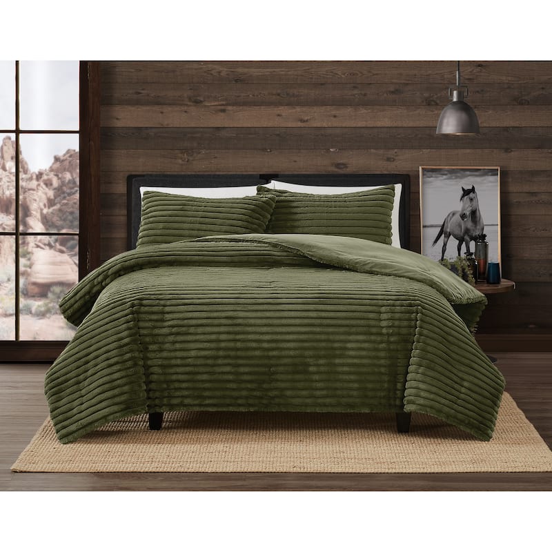 Frye Channel Faux Fur 3 Piece Comforter Set