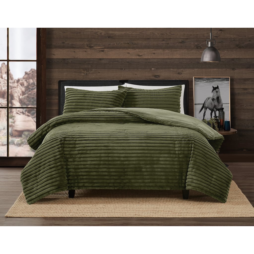 Frye Channel Faux Fur 3 Piece Comforter Set