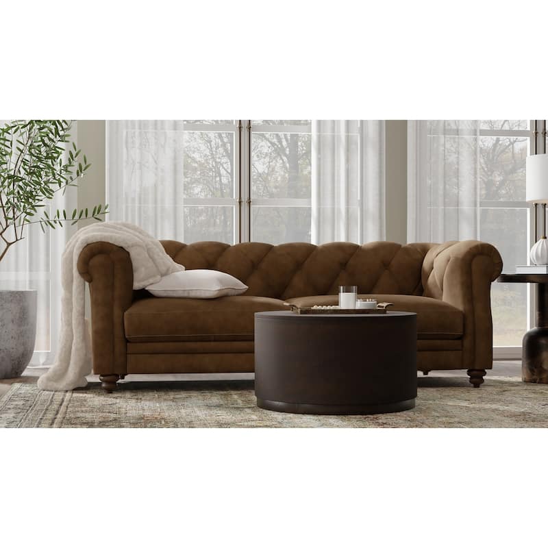 Carolina Living Christa 2-Drawer 30" Round Coffee Table - Chestnut