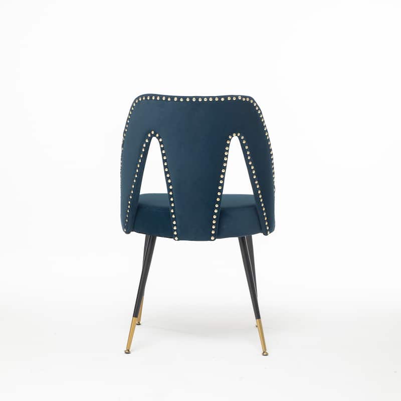 Velvet Upholstered Dining Chair with Nailheads