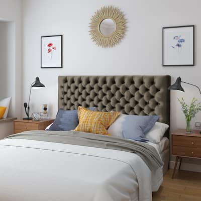 Mid Century Headboard for Queen Size Bed,Upholstered Tufted Bed Headboard