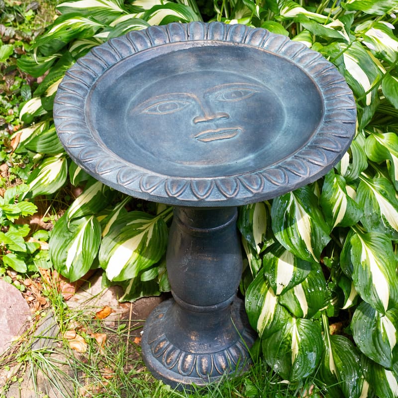 Sunnydaze Façade du Soleil Reinforced Concrete Bird Bath - 26" - Blue