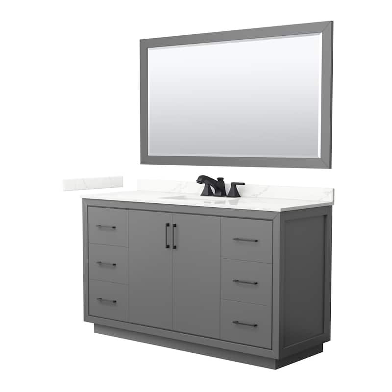 Icon 60-inch Single Vanity, Quartz Top, 58-inch Mirror