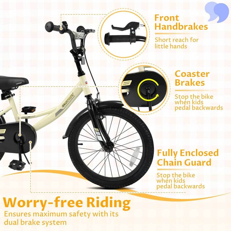 Costway 14" Kids Bike with Removable Training Wheels Adjustable Seat & - See Details