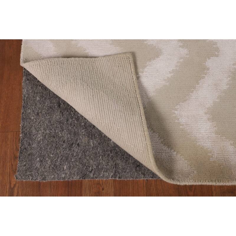 Chevron Style Nepalese Area Rug Hand-Knotted Oriental Wool Carpet - 5'11" x 9'0"