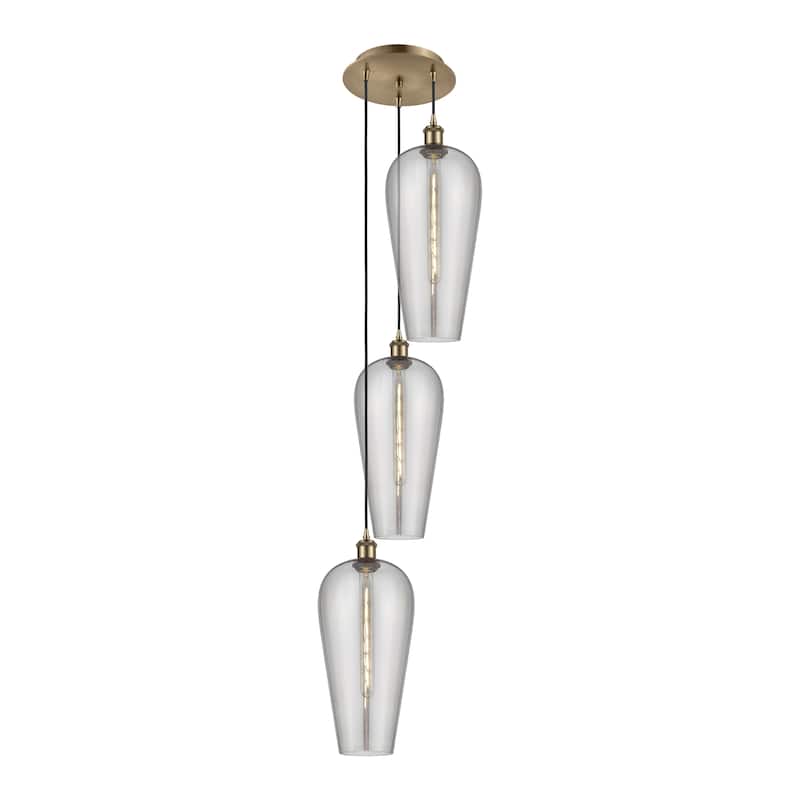 Innovations Lighting Endless Possibilities Ballston - Chelsea - 3 Light 15" Cord Hung Multi Pendant - Antique Brass/Light Smoke