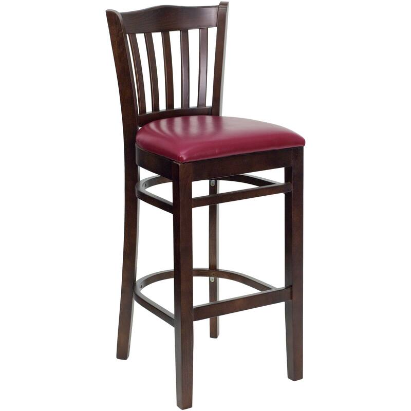 2Pk Vertical Slat Back Wood Restaurant Barstool - Hospitality Seating