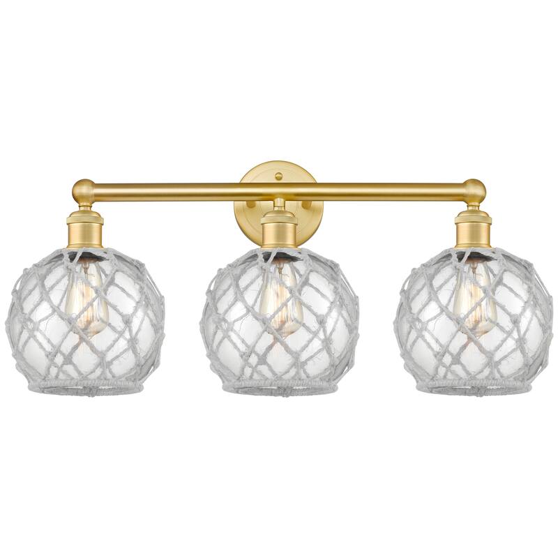 Innovations Lighting Endless Possibilities Edison - Farmhouse Rope - 3 Light 26" Bath Vanity Light - Clear Glass with White Rope/Satin Gold