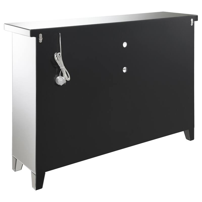 Melinda Silver 2-door LED Mirrored Wine Storage Bar Cabinet