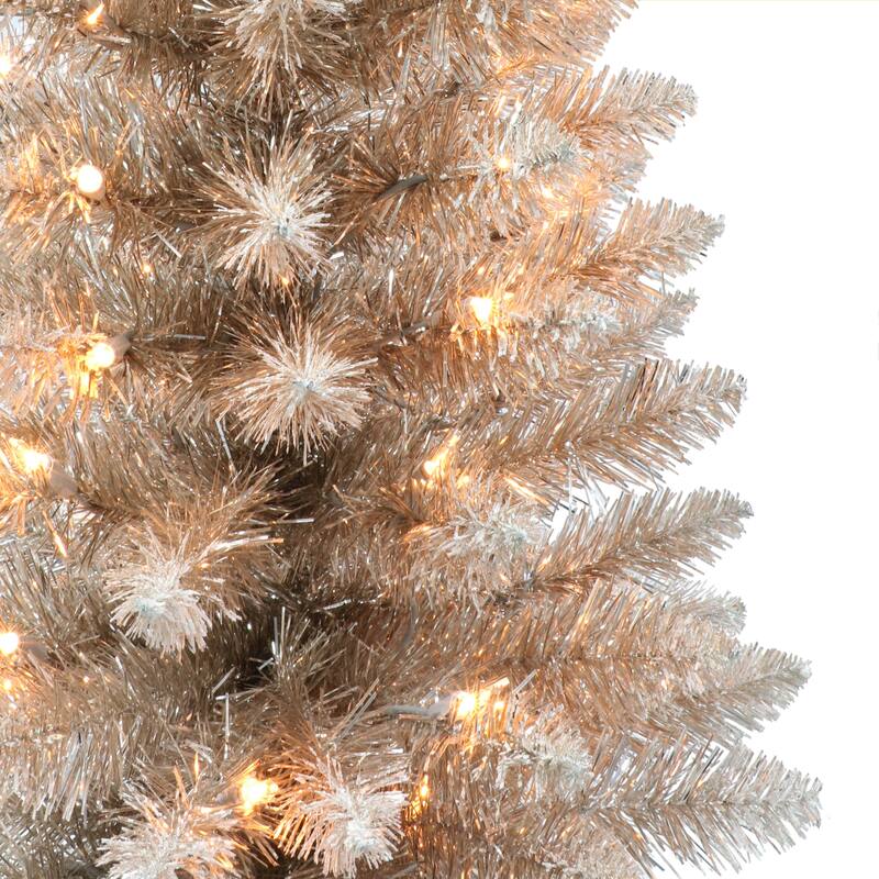 Puleo International 4 ft. Pre-Lit Rose Gold Artificial Tree in Burlap Sac