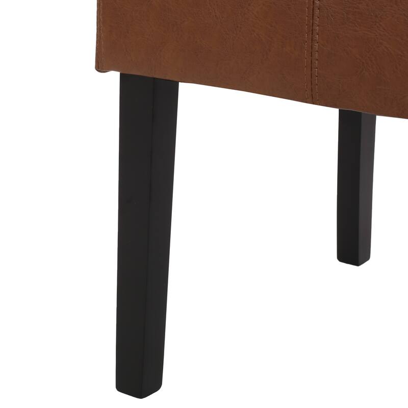 Set of 2 PU Leather Dining Chairs Solid Wood Frame Armless Modern Design