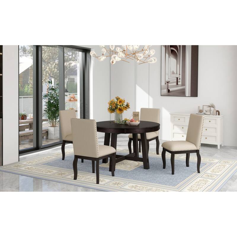 5-Piece Farmhouse Dining Table Set - Espresso