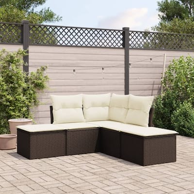 vidaXL Garden Sofa Set Brown, Cream White - 24.4 x 24.4 x 27.2