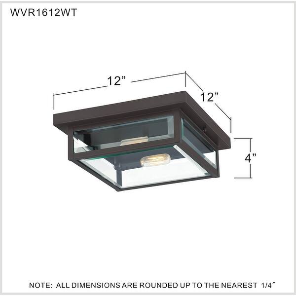 dimension image slide 0 of 2, Quoizel Westover Clear Glass 2-light Outdoor Flushmount