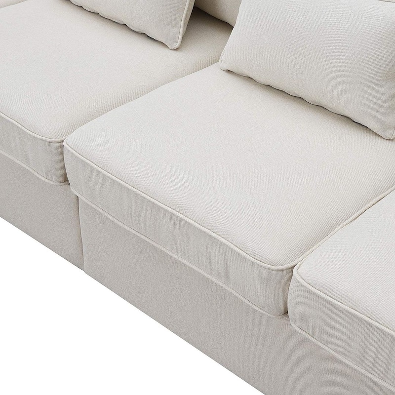 104" Linen Fabric Sectional Sofa Minimalist Style Couch for Living Room