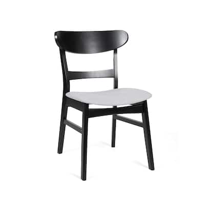 Wood Frame Fabric Dining Chair Lounge Chair with Curved Back Set of 2