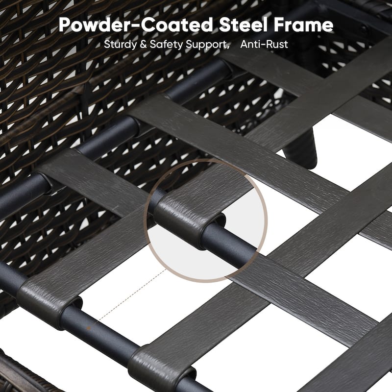 Outdoor Wicker High Back Club Chair Brown-Blue - Brown