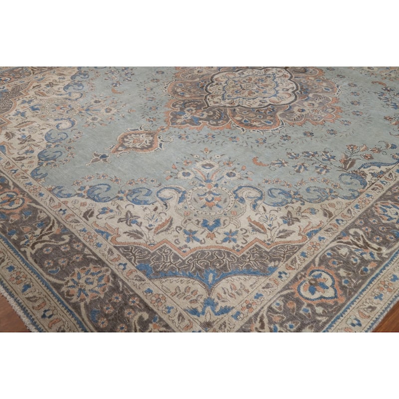 Blue Medallion Tabriz Persian Rug Oriental Handmade Wool Carpet - 9'7"x 11'9"