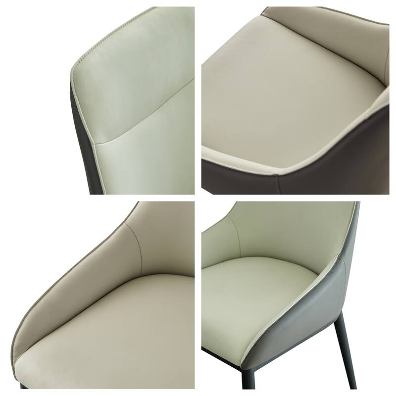 Modern PU Leather Upholstered Dining Chair with Metal Legs (Set of 2)