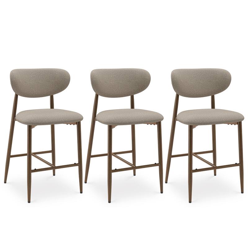 Modern Bar Stools, 25 Inch Height with Back Support & Fabric Upholstery for Home Bar