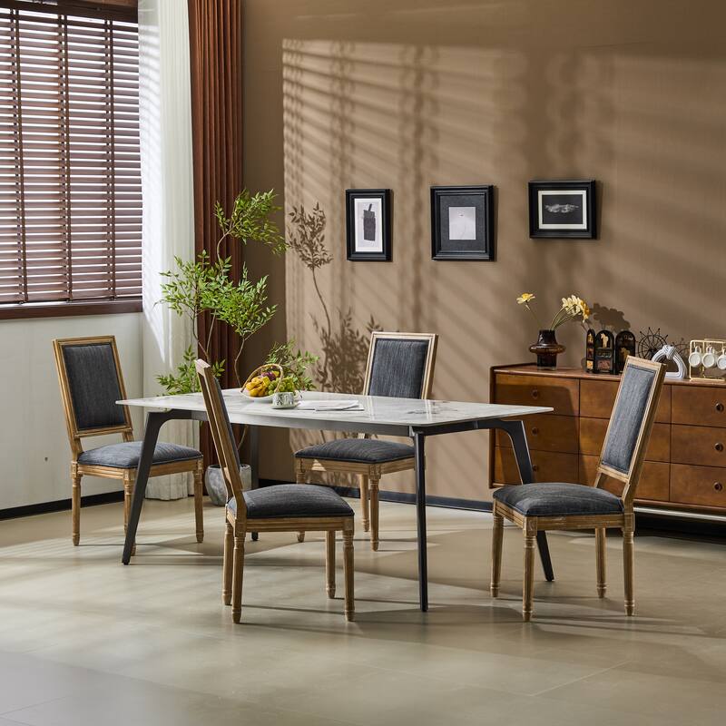Modern 4 Piece Fabric Dining Chair with Backrest Cushions Wooden Legs for Dining Room Kitchen Living Room Bedroom