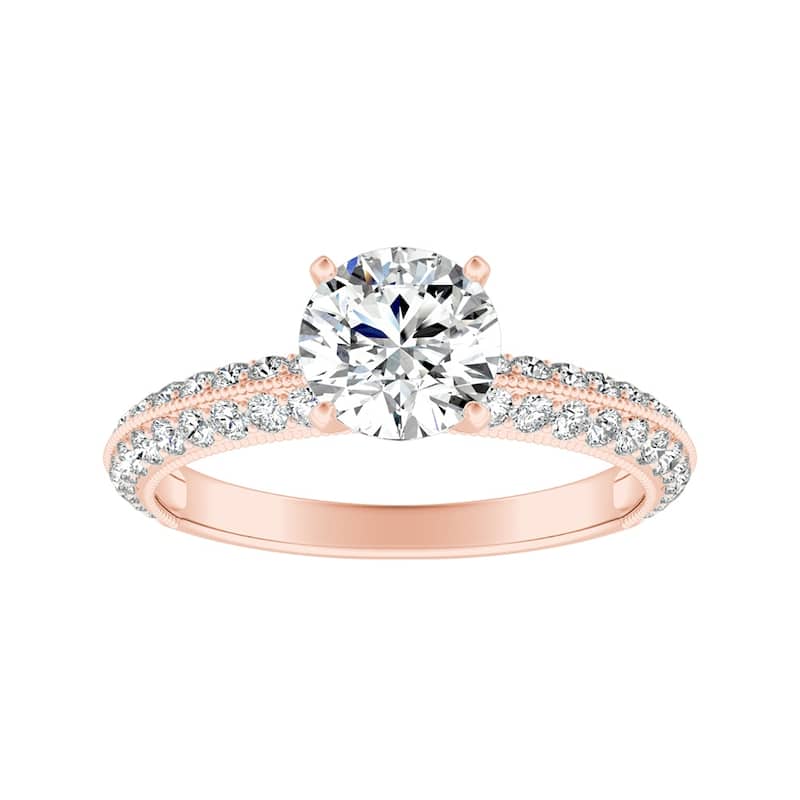 Auriya 14k Gold Vintage Milgrain 9/10ctw Round Diamond Engagement Ring (G-H, VS1-VS2) - 7.5 - Rose