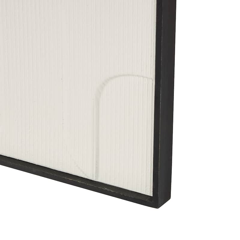 White Wood Geometric Home Wall Decor with Black Frame (Set of 2)