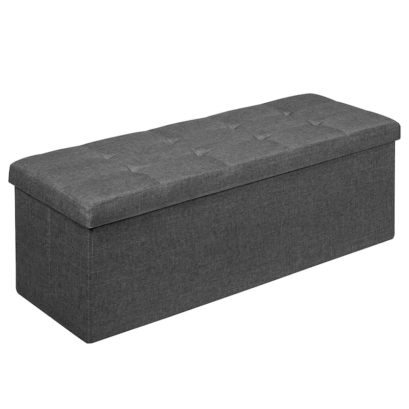 Fabric Storage Ottoman Bench Storage Chest - Dark Grey