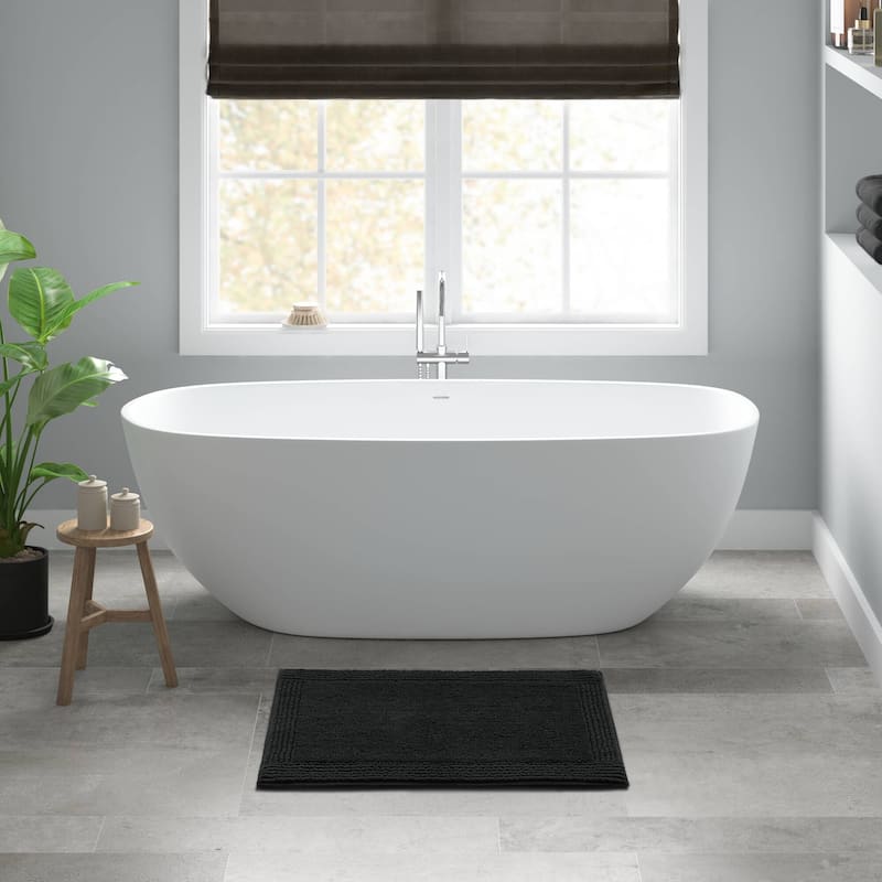 Madison Park Signature Splendor 100-percent Cotton Tufted 3000 GSM Reversible Bath Rug - 20x30" - Black