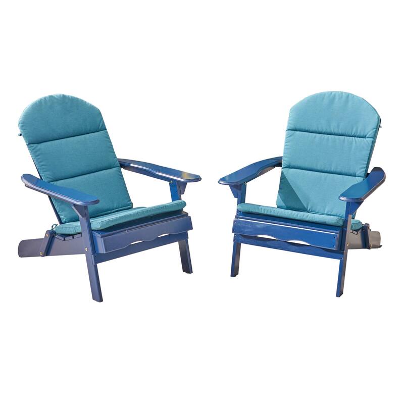 Malibu Outdoor Acacia Wood Folding Adirondack Chairs with Cushions (Set of 2) by Christopher Knight Home