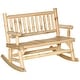 preview thumbnail 19 of 24, Outsunny 2-Person Wooden Rocking Chair Rocker Bench with Relaxing Swinging Motion