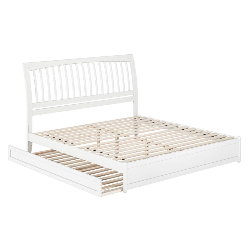 Roslyn Platform Bed with Modern Panel Footboard and Twin XL Trundle
