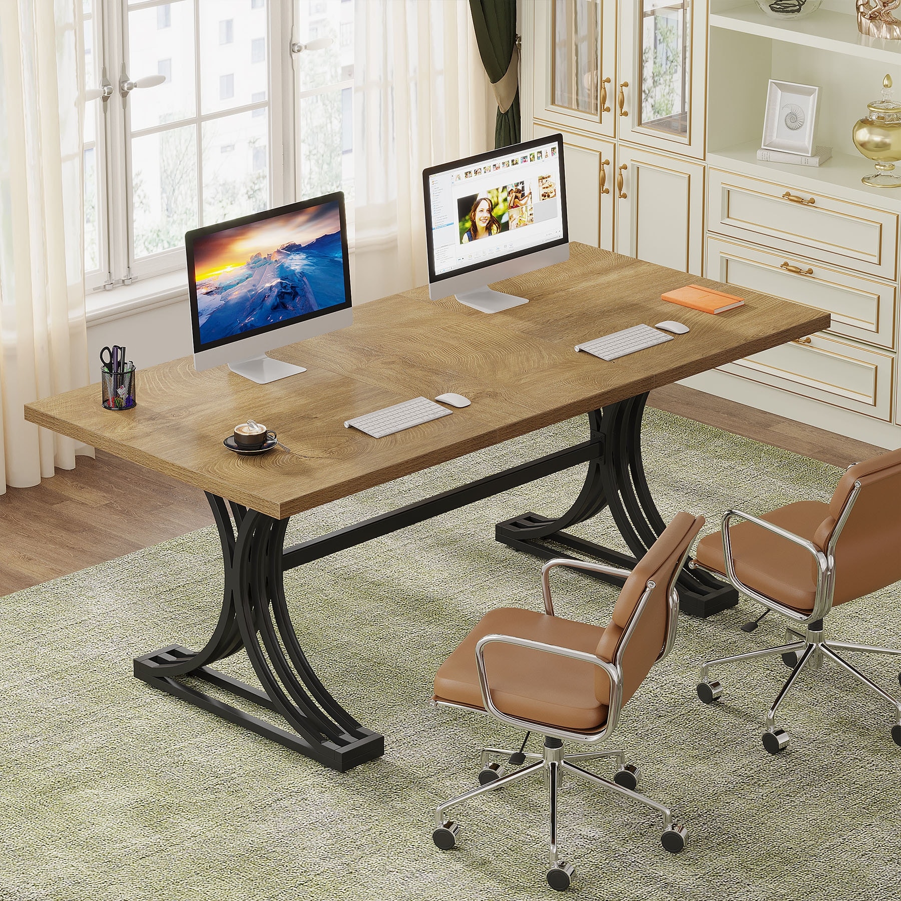 63'' Modern Executive Computer Desk, Rectangular Office Desk, Large Writing Table for Home Office