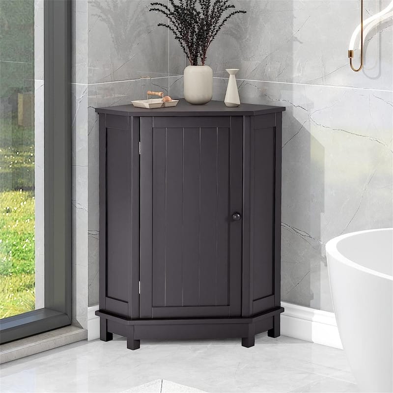 Bathroom Storage Cabinet with Adjustable Shelves,Free Standing Corner Cabinet with Single Door,Freestanding Floor Cabinet
