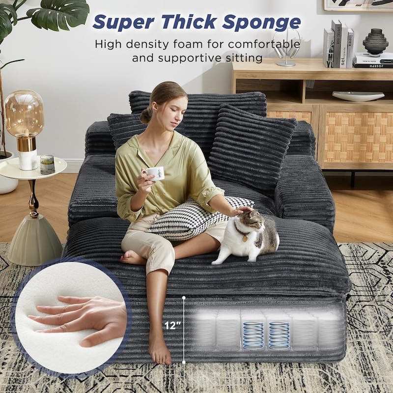 67" Upholstered Chaise Lounge Chair Sleeper Sofa Bed with Pillows, No Assembly Required