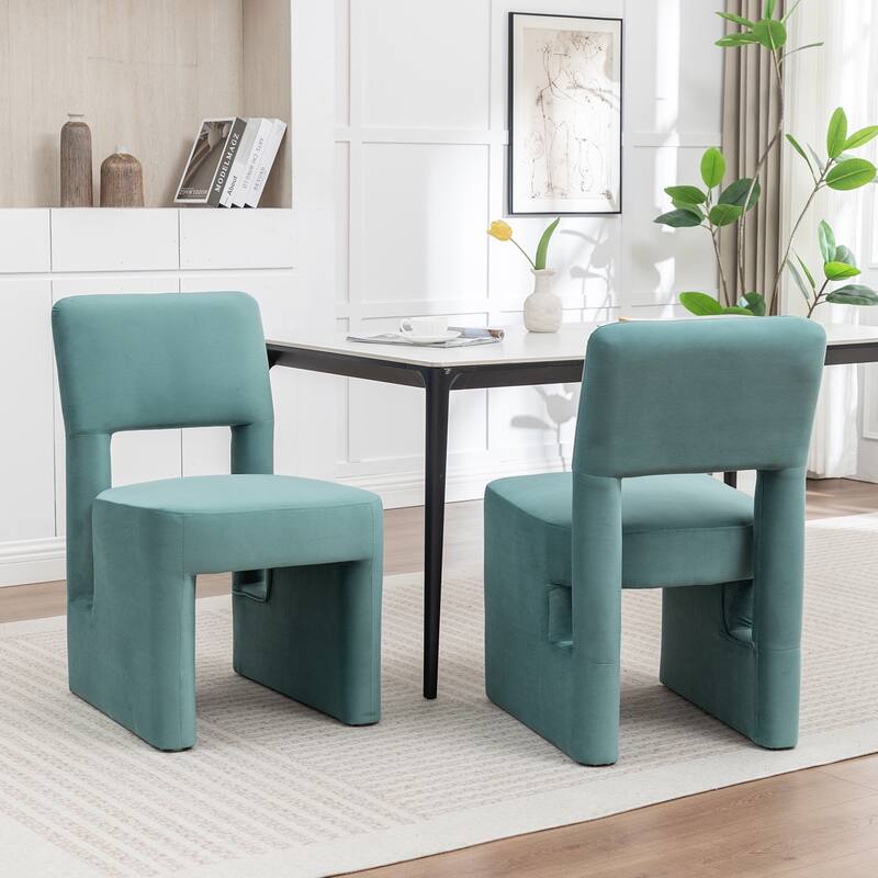 SEYNAR Modern Velvet Upholstered Armless Dining Chair Set of 2