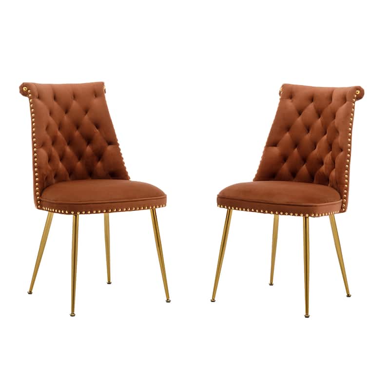 Clihome Modern Velvet Upholstered Featured Dining Chairs (Set of 2)