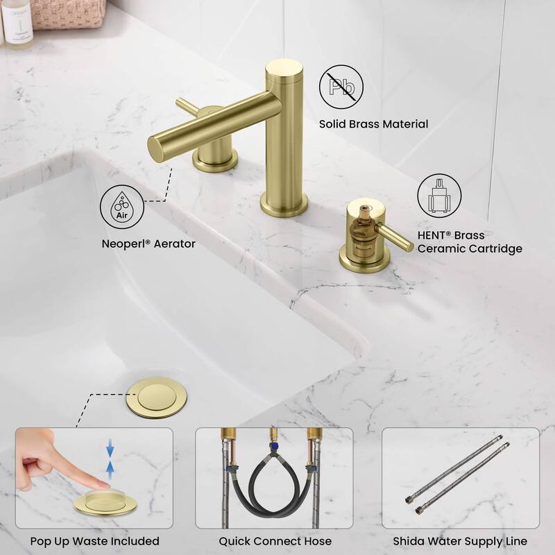 Circular 8" Bathroom Sink Widespread Faucet with Drain Assembly
