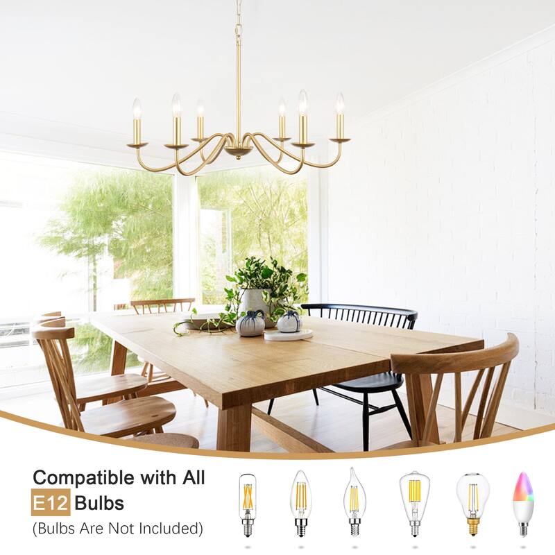 6-Light Rustic Farmhouse Simple Candle Chandelier for Bedroom, Kitchen, Living Room and Foyer