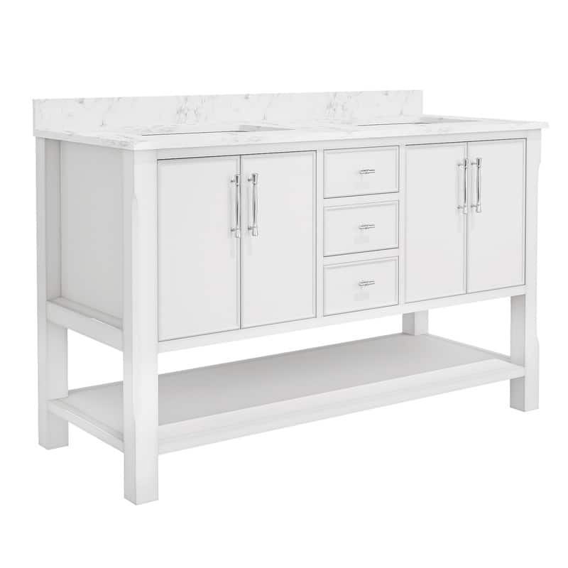 54-Inch Solid Wood Bathroom Vanity with Sink – Minimalist Design for Modern Interiors