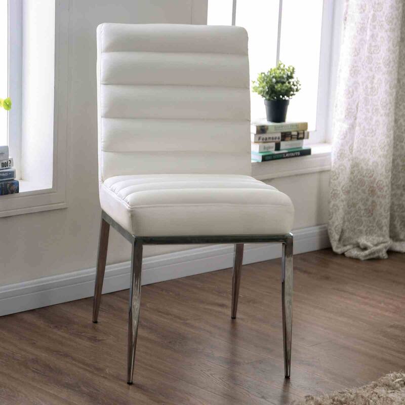 White Finish Metal Modern Side Chairs Set
