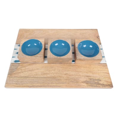 Novica Handmade Blue Pines Appetizer Serving Set (4 Pieces)