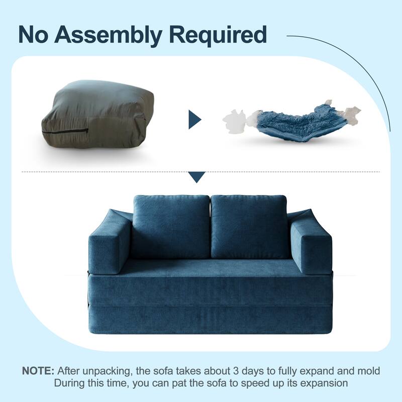 70.87" Upholstered Convertible Sleeper Sofa, Convertible Chair Floor Couch Comfy Sofa for Living Room, Bedroom, Chenille Fabric